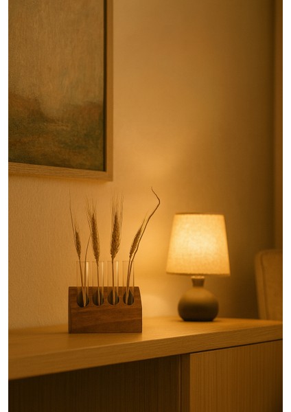 Tube Serisi Dekoratif Vazo, Cam Tüplü Vazo, Ahşap Tüplü Vazo, Baharatlık, Tüplü Bitki Standı