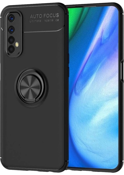 Realme 7 Kılıf Range Yüzüklü Silikon - Siyah