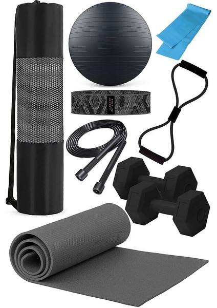 9 Parça Pilates Seti Taşıma Çantası ve Tüm Pilates Malzemeleri Ekonomik Set Yeni Sezon