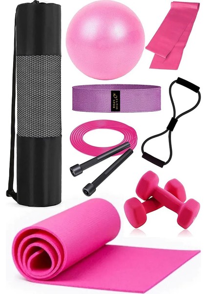 9 Parça Pilates Seti Taşıma Çantası ve Tüm Pilates Malzemeleri Ekonomik Set Yeni Sezon