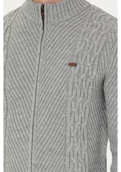 Erkek Gri Melanj Hırka (Triko) 50270978-VR086