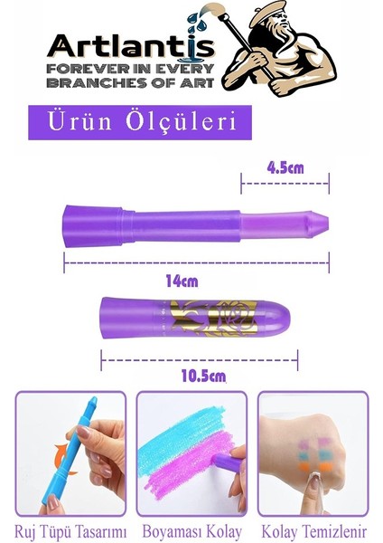Yüz Boyası 10 Renk 1 Paket Face Paint Çevirmeli Yüz Kalemi Kolay Temizlenen Canlı Renkler fiyatları