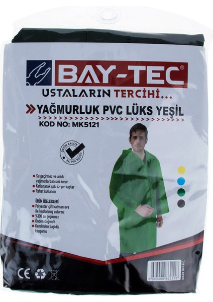 MK5121 Pvc Lüks Yağmurluk Yeşil Cepli Sırttan Havalandırmalı 260GR