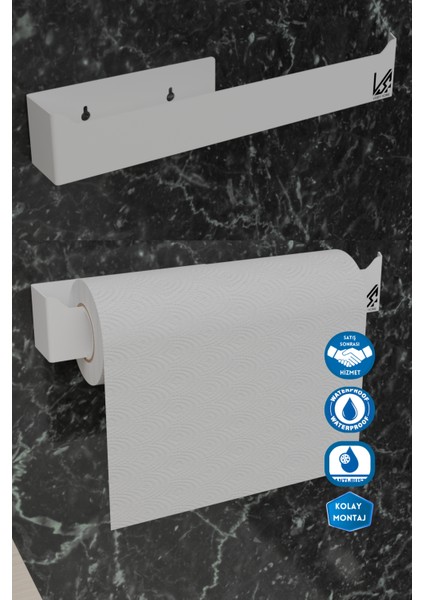 Kağıt Rulo Veya Havluluk, Peçetelik, Yapışkanlı Tasarım Banyo Askısı Beyaz