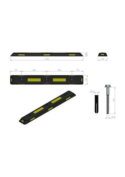 Kauçuk Yol Bölme Butonu 110X14X5 cm fırsatları