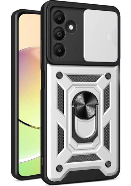 Samsung Galaxy M15 Kılıf Pars Lens Yüzüklü Silikon - Gümüş