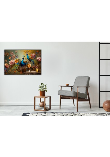 Renkli Tavus Kuşları Manzara Kanvas Tablo fiyatları