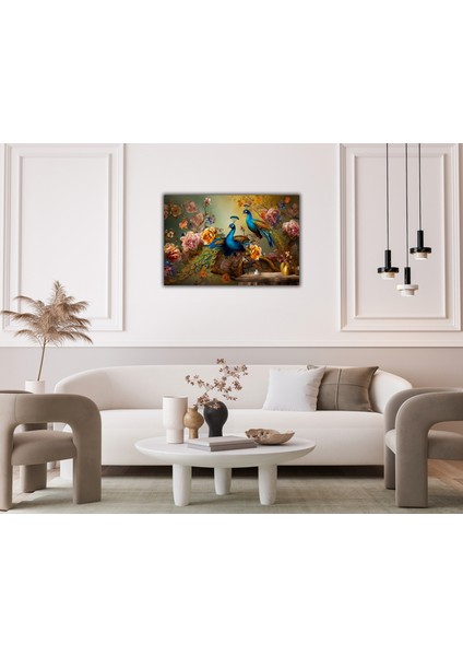 Renkli Tavus Kuşları Manzara Kanvas Tablo modelleri