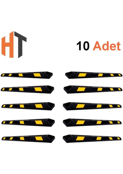 10'lu Kauçuk Araç Stoperi, Oto Park Stoperi 183x15x10 cm-İndirimli Set