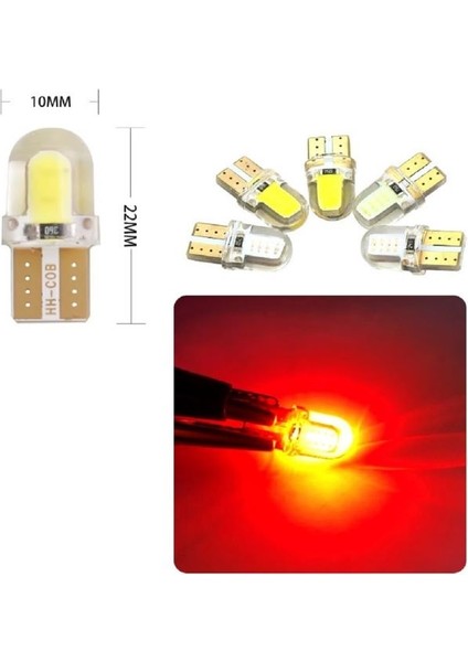 ( 5 x Adet ) 1 Set LED T10 Dipsiz Ampul 12V Sılıcon Canbus Smd LED Silika Red (Dipsiz Ampul Silikon LED Kırmızı)