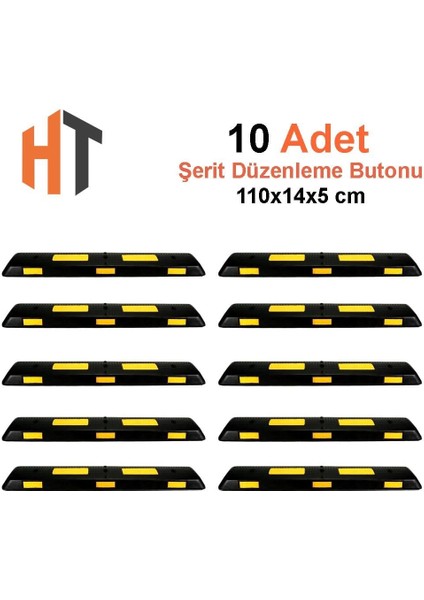 10'lu kauçuk yol bölme butonu 110x14x5 cm- set