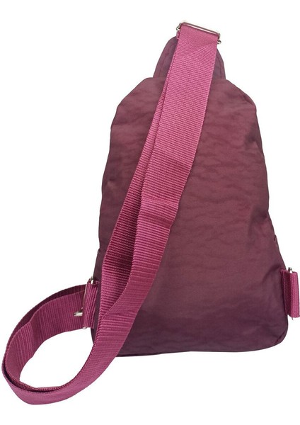 Bordo Krinkıl Bodybag Çapraz Askılı 5 Gözlü Örgü Kemerli, Sağ & Sol Yön Kullanımına Uygun