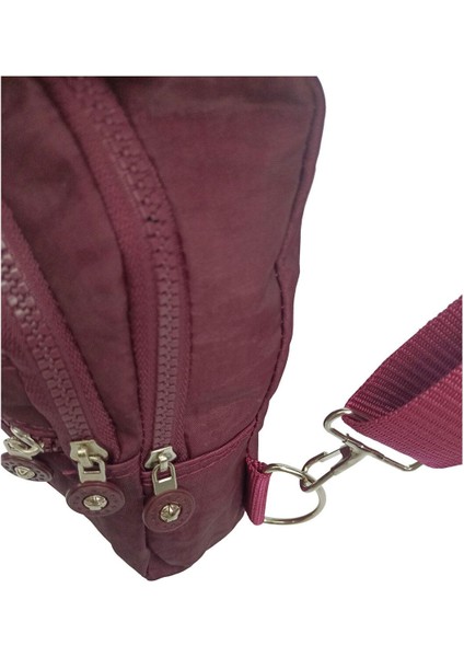 Bordo Krinkıl Bodybag Çapraz Askılı 5 Gözlü Örgü Kemerli, Sağ & Sol Yön Kullanımına Uygun fiyatları