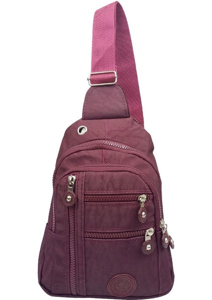 Bordo Krinkıl Bodybag Çapraz Askılı 5 Gözlü Örgü Kemerli, Sağ & Sol Yön Kullanımına Uygun modelleri