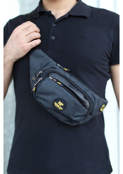 Unisex Keten Bel Çantası, Çapraz Kulaklık Çıkışlı, Şık ve Pratik Aksesuar