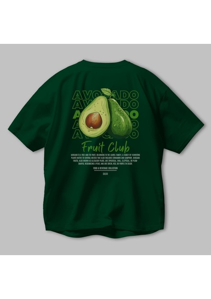 Avocado Arka Baskılı Yeşil Oversize T-Shirt Erkek Kadın Pamuk Bisiklet Yaka Tişort modelleri