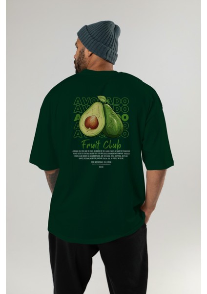 Avocado Arka Baskılı Yeşil Oversize T-Shirt Erkek Kadın Pamuk Bisiklet Yaka Tişort indirimleri