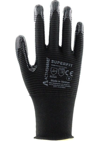Superfit Sy/sy No:9 Avuç Içi Tırtıklı Nitril Kaplı Polyester Eldiven