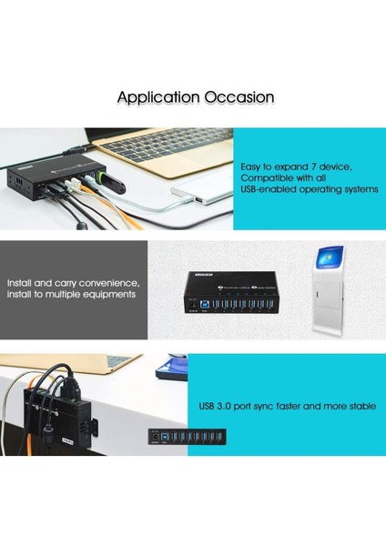 7 Portlu Süper Hızlı USB Şarj Veri Merkezi 12V 3A Çıkış Desteğiyle Güçlendirilmiş Metal Muhafazalı fırsatları
