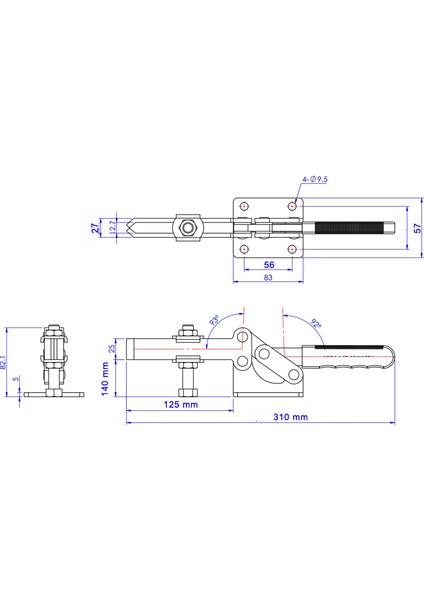 410-4 Düz Tabanlı Yatay Klamp Fikstür Sıkma Bağlama Takımı 23554 modelleri