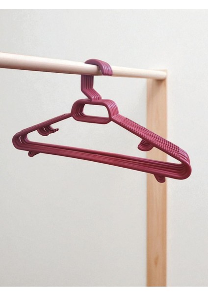 Elbise Kıyafet Askısı 24'lü Set 24 Adet Kırmızı Plastik 24 Gömlek Askısı