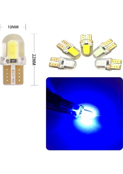 ( 5 x Adet ) 1 Set LED T10 Dipsiz Ampul 12V Sılıcon Canbus Smd LED Silika Blue (Dipsiz Ampul Silikon LED Mavi)