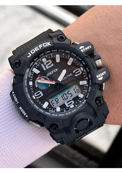 Digital ve Analog 2 Yıl Garantili Kronmetre+Takvim+Alarm+Aydınlatma Erkek Kol Saati JOE.BK15