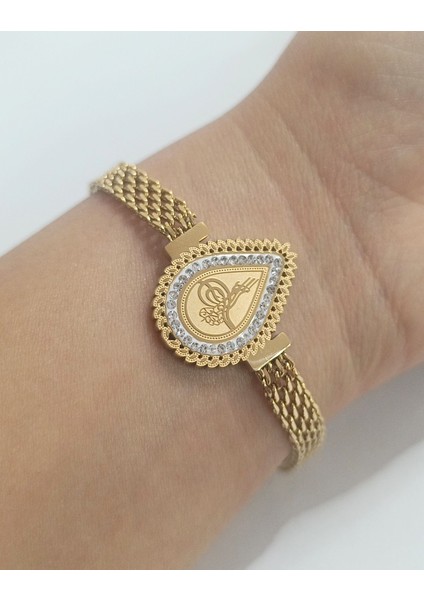 Lüks Gösterişli Figürlü Altın Renk Bileklik