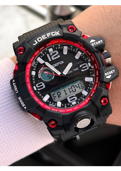 Digital ve Analog 2 Yıl Garantili Kronmetre+Takvim+Alarm+Aydınlatma Erkek Kol Saati JOE.BK16
