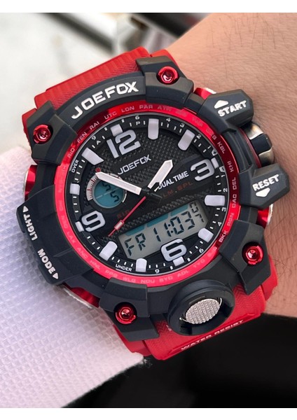 Digital ve Analog 2 Yıl Garantili Kronmetre+Takvim+Alarm+Aydınlatma Erkek Kol Saati JOE.BK18