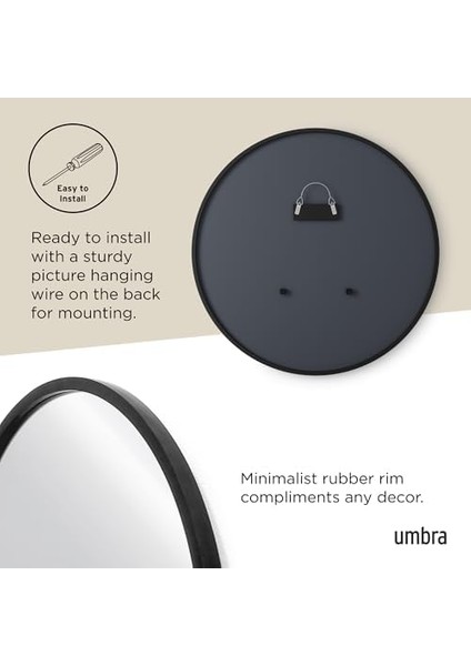 Hub Duvar Aynası, Koridor, Banyo, Oturma Odası ve Daha Fazlası Için Yuvarlak Ayna, Siyah, 94 cm Çap fiyatları