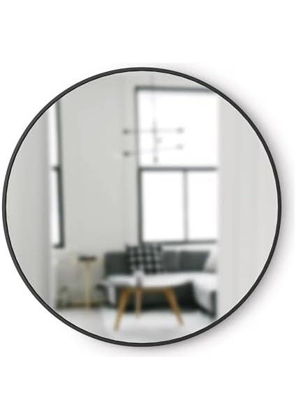 Hub Duvar Aynası, Koridor, Banyo, Oturma Odası ve Daha Fazlası Için Yuvarlak Ayna, Siyah, 94 cm Çap modelleri