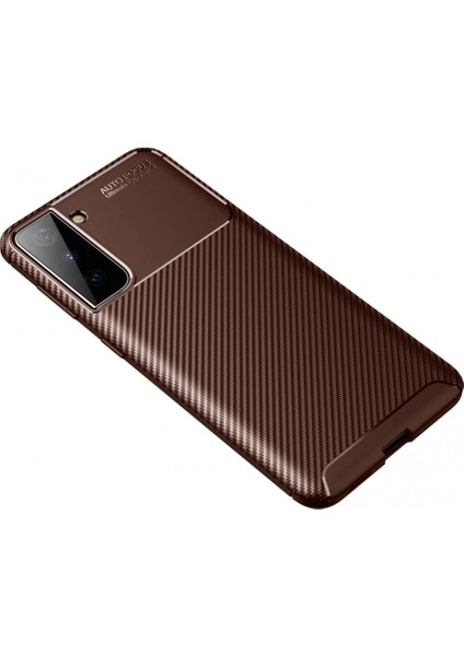 Samsung Galaxy S21 Plus Kılıf Auto Focus Karbon Kapak - Kahverengi fiyatları