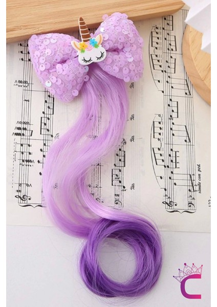 Unicorn Lila Pullu Kız Çocuk Saç Postiş Toka - Hediye Çocuk Takma Saç Aksesuar At Kuyruğu Pens Toka fiyatları