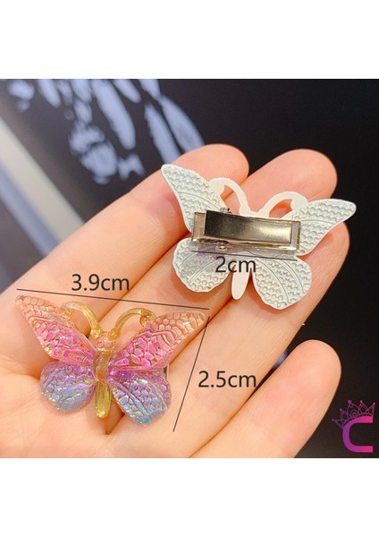 5'li Pembe Mavi Degrade Kız Çocuk Kelebek Toka Seti - Dolgu Kanatlı Kelebekli Mini Pens Saç Tokası indirimleri