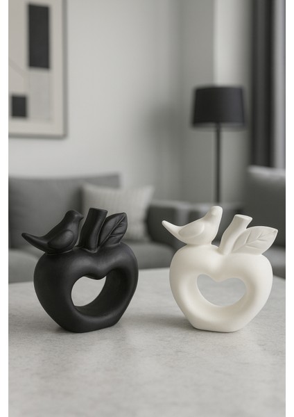 🖤🤍 Modern Siyah Beyaz Kuşlu Dekoratif Obje Seti – Çift Temalı El Yapımı Minimal Tasarım
