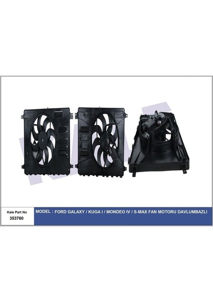 -353760 - Fan Motoru Ford Galaxy Kuga 08<13 S-Max 08=> Mondeo Iv 07=> 2.0tdcı (280W 12V) <beyinli> Davlumbazlı