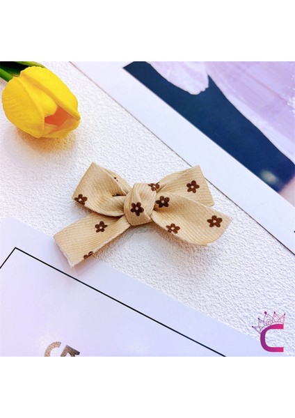 2'li Soft Bej Kahve Tonlu Kız Çocuk Fiyonk Toka Seti - Tarz Fiyonklu Kurdele Pens Bebek Saç Tokası fiyatları