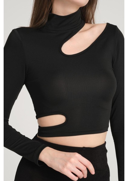 Kadın Bel ve Boyun Detay Asimetrik Bluz