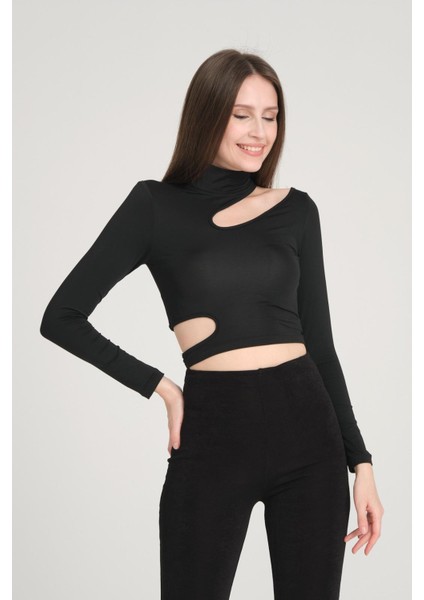 Kadın Bel ve Boyun Detay Asimetrik Bluz