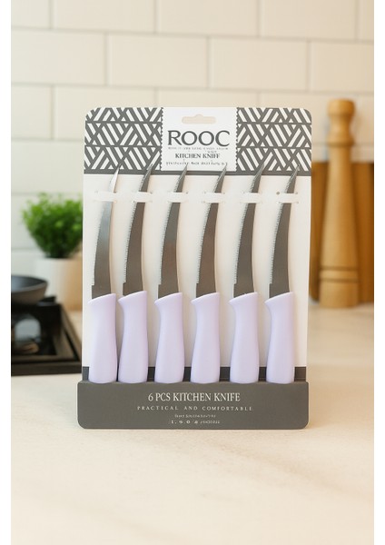 6'lı Lazer Kesim Mutfak Meyve Sebze Bıçağı, Ultra Keskin Bıçak