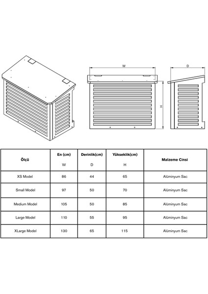 Klima Motoru Gizleme Kafesi 86X44X65 cm (H) Ral 6016 Çimen Yeşili Slotlu Xs Modeli 9000-12000 Btu