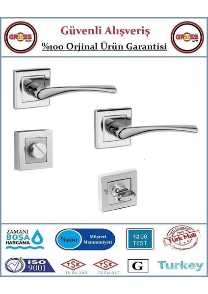 Bravo Rozetli Kapı Kolu - Saten - 2+1 Daire - 4 Takım Oda - 2 Takım Wc modelleri