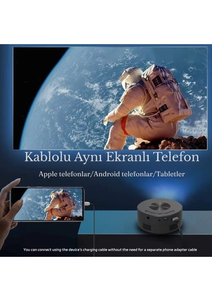 Akıllı Taşınabilir Mini LED Projektör 4K Hd 1500 Lümen Video Oynatıcısı Ev Sineması Uzaktan Kumanda