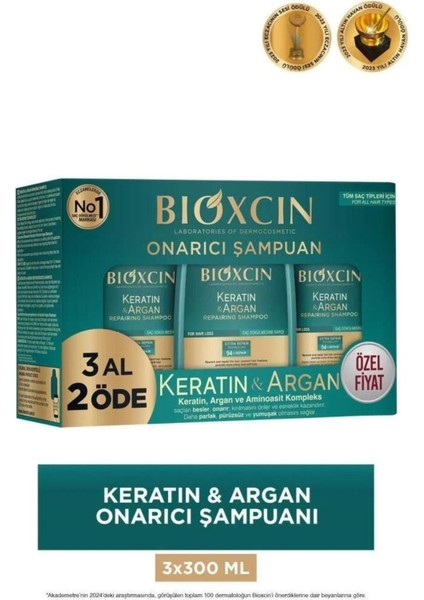 Yıpranmış ve Hasar Görmüş Saçlar İçin Keratin Argan Şampuan 300 ml