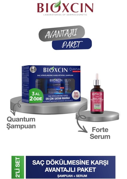 Quantum Yağlı Saçlar Için 3 Adet 300 ml Şampuan + Forte Serum 50 ml 1 Adet