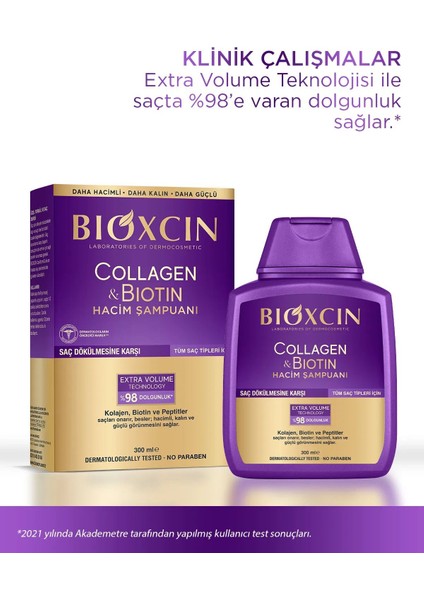 Collagen & Biotin Ekstra Hacim Şampuanı 300 ml - Kolajen Biotin İnce Seyrek Saçlar 3'lü indirimleri
