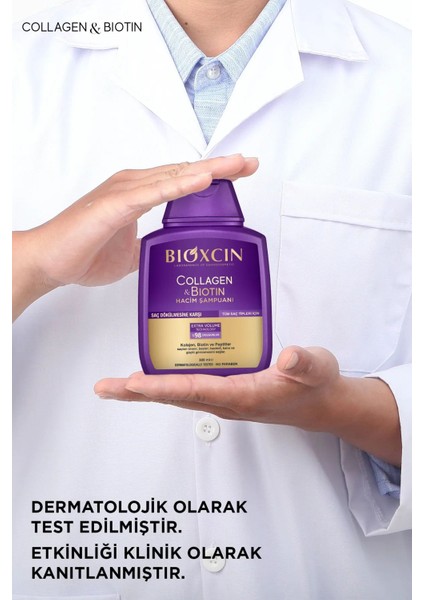 Collagen & Biotin Ekstra Hacim Şampuanı 300 ml - Kolajen Biotin İnce Seyrek Saçlar 3'lü