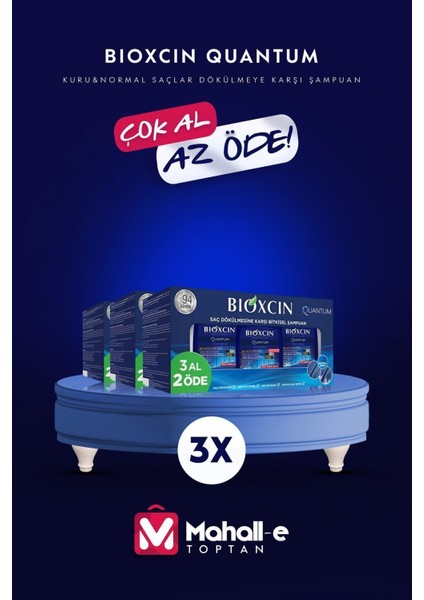 Quantum Kuru & Normal Saç Şampuanı Saç Dökülmesine Etkili 300 ml 3x3