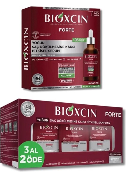 Forte Serum 3X50 ml ve Şampuan 300ML 3 Al 2 Öde (Yoğun Saç Dökülmelerine Karşı)